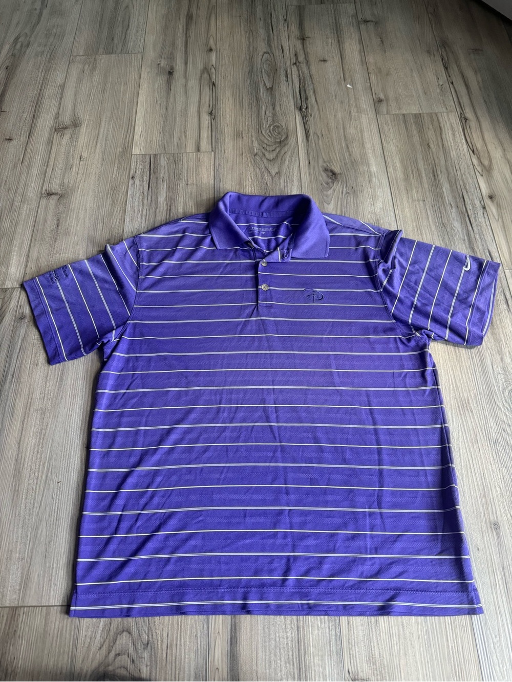 Nike Golf Men's Purple Striped Polo Shirt with Disney Collaboration Size Large